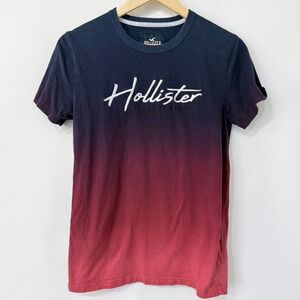 Hollister Crew Neck Short Sleeve Ombre Gradient Graphic T Shirt Mens XS Blue Red